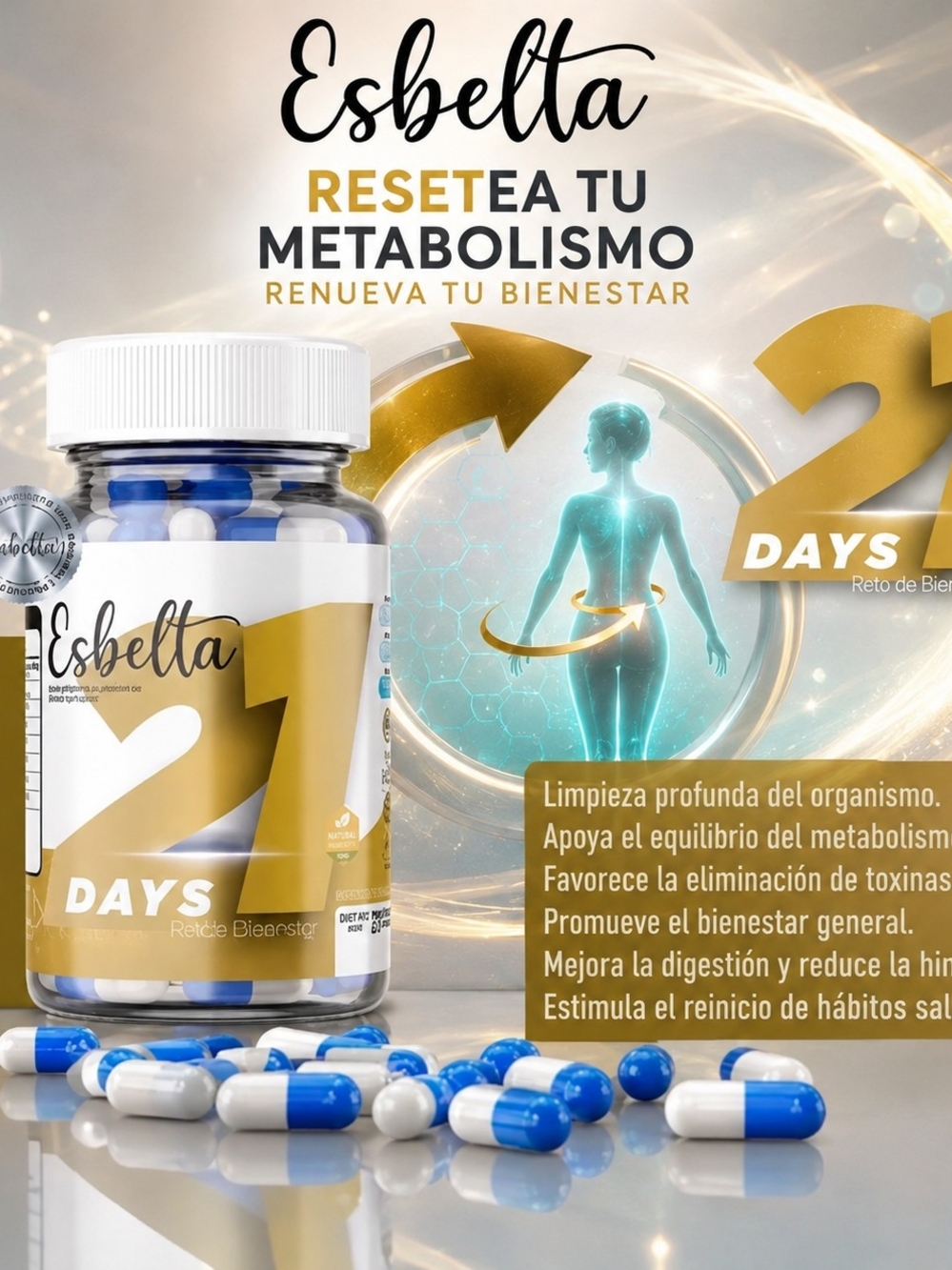 Reset 21 Days Metabolism Support - Gold & White